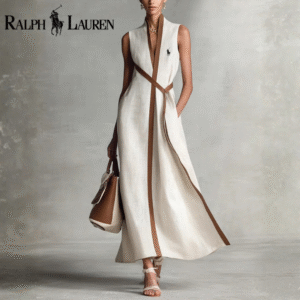 RL® Elegant Contrast Piping Maxi Dress